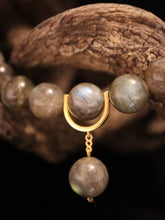 Load image into Gallery viewer, NECKLACE . LABRADORITE CRESCENT DROP
