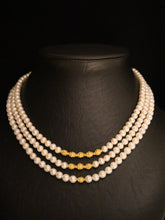Load image into Gallery viewer, NECKLACE . TRIPLE STRAND TAMBURIN BEAD PEARL
