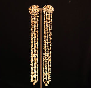 EARRINGS . DIAMANTE AND TAMBURIN BEAD FRINGE