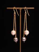 Load image into Gallery viewer, EARRINGS . PEARL CHAIN DROP
