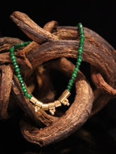Load image into Gallery viewer, NECKLACE. BRASS TUBE  AND GREEN AGATE
