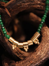Load image into Gallery viewer, NECKLACE. BRASS TUBE  AND GREEN AGATE
