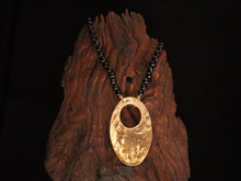 Load image into Gallery viewer, NECKLACE. BEADED + OVAL BRASS PENDANT
