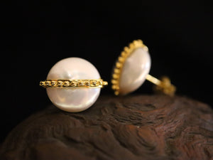 EARRING. LINE DOT PEARL